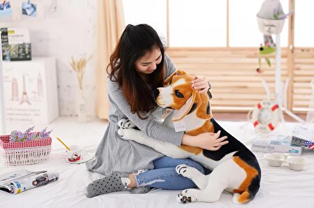 Gerçek Görünümlü Alman Kurdu Dalmaçyalı Beagle Köpek Peluş Oyuncak Çeşitleri Uyku Oyun Arkadaşı 70cm