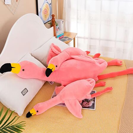 İthal Kumaş Soft Yumuşak Dokulu Flamingo Peluş Oyuncak Yastık Oyun & Uyku Arkadaşı Büyük Boy 60 cm.