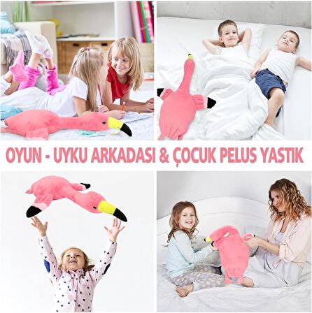 İthal Kumaş Soft Yumuşak Dokulu Flamingo Peluş Oyuncak Yastık Oyun & Uyku Arkadaşı Büyük Boy 60 cm.