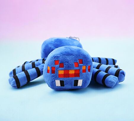 İthal Kumaş Minecraft Jinx Mojang Blue Spider Karakter Figür Peluş Oyuncak Uyku Oyun Arkadaşı 30 cm.