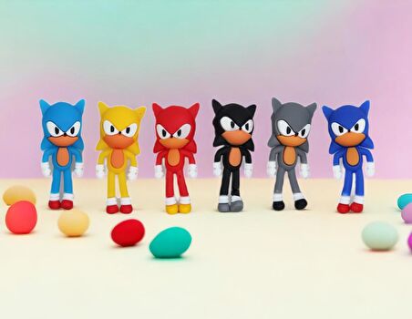 Kirpi Sonic Arkadaşları Süper Gold Sonic Shadow Silver Sonic Knuckles 6lı Karakter Figür Oyuncak Set