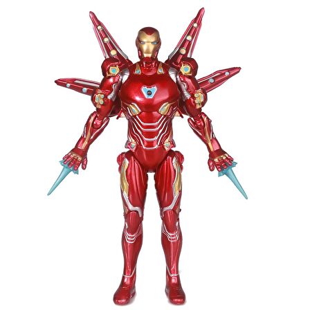 Marvel Avengers Iron Man Demir Adam Mark MK50 Metal Görünümlü Işıklı Karakter Figür Oyuncak 17 cm.