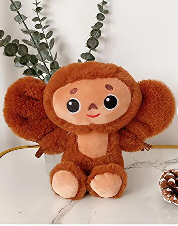 İthal Kumaş Sesli Müzikli Sevimli Maymun Cheburashka Figür Peluş Oyuncak Uyku & Oyun Arkadaşı 23 cm.