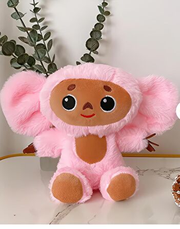 İthal Kumaş Sesli Müzikli Sevimli Maymun Cheburashka Figür Peluş Oyuncak Uyku & Oyun Arkadaşı 23 cm.