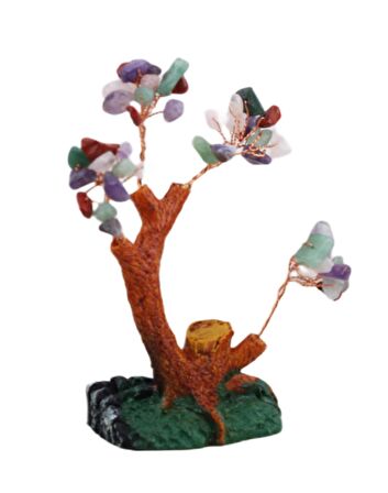 Feng Shui Doğal Kuvars Taşlı Bonsai Şans Bereket Çakra Meditasyon Ağacı Biblo Ev Ofis Hediyesi Mdl 3