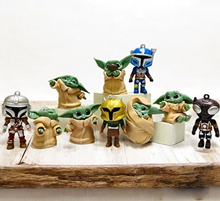 Star Wars The Mandalorian Baby Yoda Boba Fett Grogu Karakter Figür Oyuncak & 10lu Koleksiyon Seti 