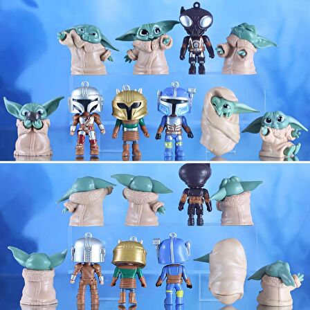 Star Wars The Mandalorian Baby Yoda Boba Fett Grogu Karakter Figür Oyuncak & 10lu Koleksiyon Seti 