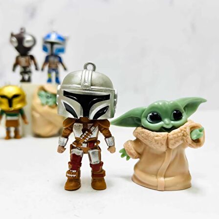 Star Wars The Mandalorian Baby Yoda Boba Fett Grogu Karakter Figür Oyuncak & 10lu Koleksiyon Seti 