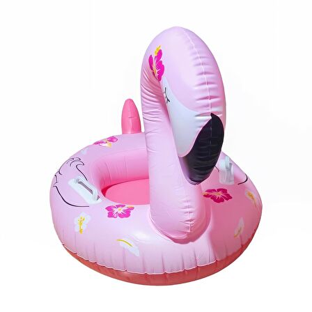 Ayak Geçmeli Flatör Tutunmalı Büyük Boy Şişme Flamingo Simit Deniz Plaj Havuz Oyuncağı 75 cm.