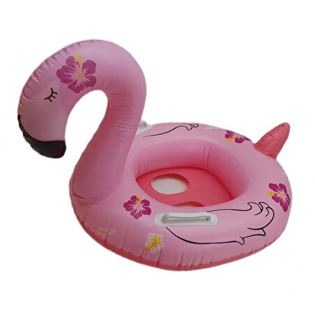 Ayak Geçmeli Flatör Tutunmalı Büyük Boy Şişme Flamingo Simit Deniz Plaj Havuz Oyuncağı 75 cm.