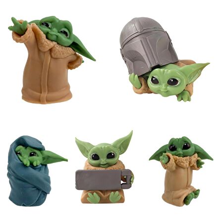 The Mandalorian Baby Yoda Grogu Bebek Yoda Aksiyon Figür Oyuncak Seti 5 Yoda Figürü Bir Arada Set B