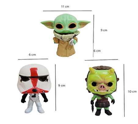 Mandalorian Grogu Baby Yoda İncinerator Stormtrooper Gamorrean Fighter Kylo Ren 6'lı Figür Oyuncak