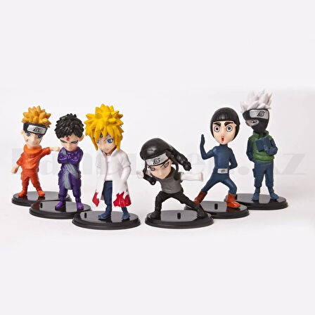 Naruto Anime Figür Karakter Kakashi Hyuga Minato Namikaze Rock Lee Uzumaki Gaara 6'lı Oyuncak Seti 