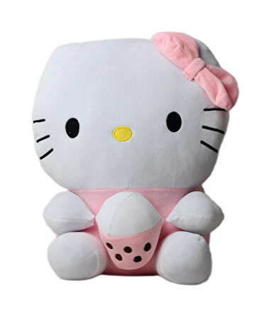 İthal Kumaş Hello Kitty Sanrio Karakter Figür Peluş Oyuncak Oyun & Uyku Arkadaşı Büyük Boy 42 cm.