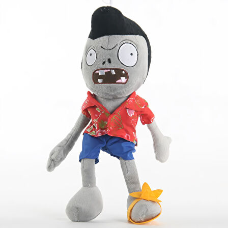 İthal Kumaş Plants vs. Zombies PVZ Serisi Sesli Karakter Figür Peluş Oyuncak Pompadour Zombie 28 cm.