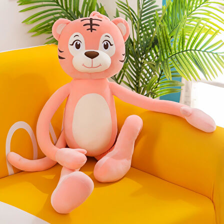 İthal Soft Kumaş Sevimli Şanslı Pembe Kaplan Figür Peluş Oyuncak Uyku Oyun Arkadaşı Büyük Boy 72 cm.