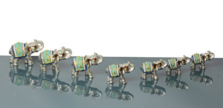 Lüks Motif İşlemeli 7'li Şans Bereket Fil Heykeli Biblo Hediyelik Dekoratif Ürün Ofis Ev Hediyesi 10