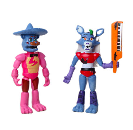 Five Nights at Freddy's Eklemli Sökülür Takılır 2li Figür Oyuncak Set Glamrock Freddy & Roxanne Wolf