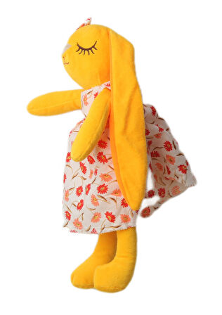 İthal Kumaş Uzun Kulaklı Renkli Kıyafetli Sevimli Tavşan Peluş Oyuncak Uyku & Oyun Arkadaşı 30 cm.