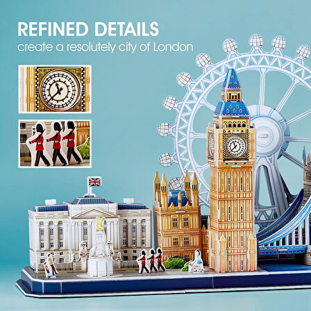Cubic Fan City Line London 3D 3 Boyutlu Eğitici Aile Eğlencesi Puzzle Yapboz Londra Serisi 107 Parça