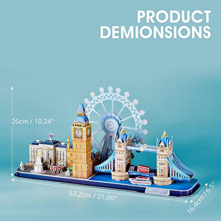 Cubic Fan City Line London 3D 3 Boyutlu Eğitici Aile Eğlencesi Puzzle Yapboz Londra Serisi 107 Parça