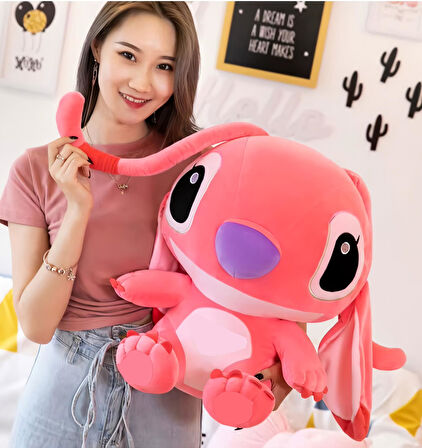 İthal Kumaş XL Büyük Boy 55 cm. Lilo & Stitch Stiç Anime Figür Peluş Oyuncak Uyku & Oyun Arkadaşı