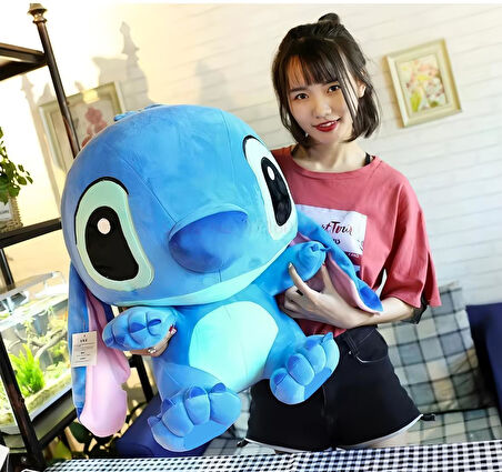İthal Kumaş XL Büyük Boy 55 cm. Lilo & Stitch Stiç Anime Figür Peluş Oyuncak Uyku & Oyun Arkadaşı