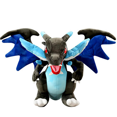 İthal Kumaş XXL Pokemon Mega Charizard X Ejderha Figür Peluş Oyuncak Uyku & Oyun Arkadaşı 120 cm.