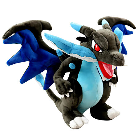 İthal Kumaş XXL Pokemon Mega Charizard X Ejderha Figür Peluş Oyuncak Uyku & Oyun Arkadaşı 120 cm.