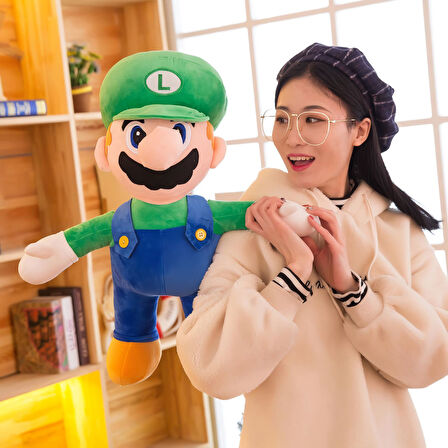 İthal Kumaş XL Boy Efsane Süper Mario Kardeşler Mario Luigi Peluş Oyuncak Uyku & Oyun Arkadaşı 50 cm