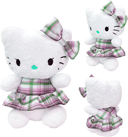 İthal Kumaş Elbiseli Hello Kitty Sanrio Peluş Karakter Figür Oyuncak Uyku & Oyun Arkadaşı 30 cm.