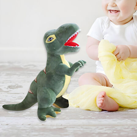 İthal Soft Kumaş XL Boy Dinozor Tyrannosaurus T-Rex Figür Peluş Oyuncak Uyku & Oyun Arkadaşı 55 cm.