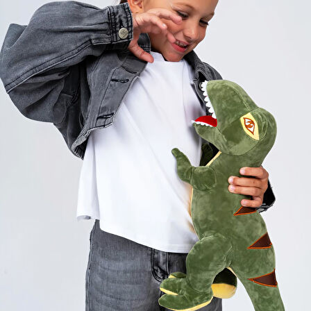 İthal Soft Kumaş XL Boy Dinozor Tyrannosaurus T-Rex Figür Peluş Oyuncak Uyku & Oyun Arkadaşı 55 cm.