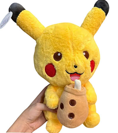 İthal Özel Dokulu Kumaş Pokemon Go Tatilci Pikachu Figür Peluş Oyuncak Uyku & Oyun Arkadaşı 32 cm.