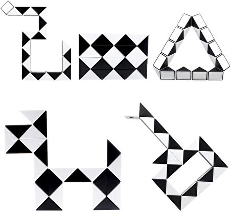 Rubiks Snake Şekilden Şekle Giren Stres Giderici Oyuncak Dikkat Beceri Gelişim Oyuncağı 24 Adım Siyh