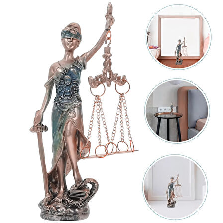 Lüks Adalet Tanrıçası Themis Adalet Heykeli Biblo Dekoratif Obje Ev Ofis Yeni Yıl Avukat Hediyesi