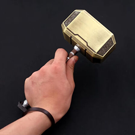 Gerçek Görünümlü İşleme Detaylı Lüks Döküm Metal Thor Çekici Miyölnir Mjölnir Efsanesi Biblo 20 cm.