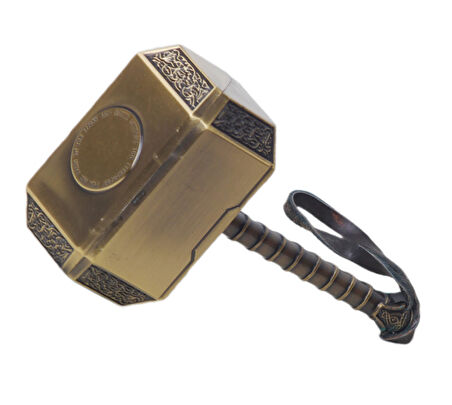 Gerçek Görünümlü İşleme Detaylı Lüks Döküm Metal Thor Çekici Miyölnir Mjölnir Efsanesi Biblo 20 cm.