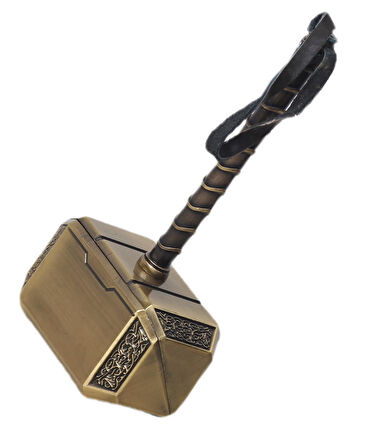 Gerçek Görünümlü İşleme Detaylı Lüks Döküm Metal Thor Çekici Miyölnir Mjölnir Efsanesi Biblo 20 cm.