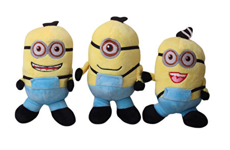 Despicable Me Minions Çılgın Hırsızlar Stuart Dave Bob 3’lü Peluş Oyuncak Uyku & Oyun Arkadaşı