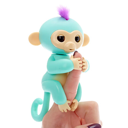 Fingerlings İnteraktif Bebek Maymun  Dokunmatik Refleksli Işıklı & Sesli Geliştirici Oyuncak Turkuaz