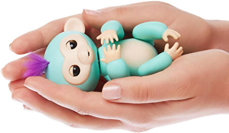 Fingerlings İnteraktif Bebek Maymun  Dokunmatik Refleksli Işıklı & Sesli Geliştirici Oyuncak Turkuaz