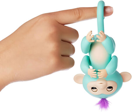 Fingerlings İnteraktif Bebek Maymun  Dokunmatik Refleksli Işıklı & Sesli Geliştirici Oyuncak Turkuaz