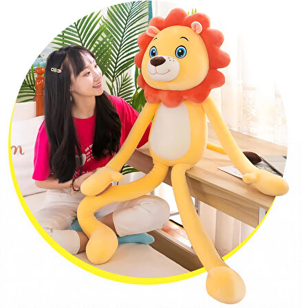 İthal Kumaş Sevimli Aslan Peluş Oyuncak 75 cm – Ekstra Yumuşak Canlı Renkler Uyku ve Oyun Arkadaşı