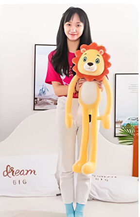 İthal Kumaş Sevimli Aslan Peluş Oyuncak 75 cm – Ekstra Yumuşak Canlı Renkler Uyku ve Oyun Arkadaşı