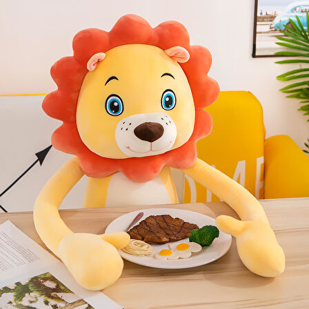 İthal Kumaş Sevimli Aslan Peluş Oyuncak 75 cm – Ekstra Yumuşak Canlı Renkler Uyku ve Oyun Arkadaşı