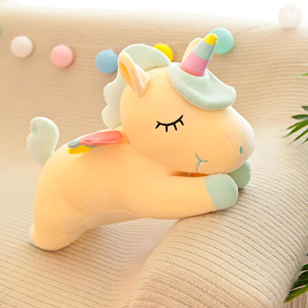 İthal Kumaş Gökkuşağı Kanatlı Unicorn Peluş Oyuncak 27 cm Yumuşak Oyun ve Uyku Arkadaşı Çeşitleri
