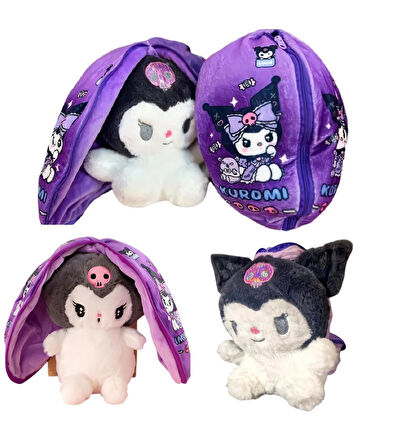 Sanrio Kuromi Peluş Oyuncak 35cm Fermuarlı Koza Sürpriz Dizayn İthal Kumaş Oyun & Uyku Arkadaşı