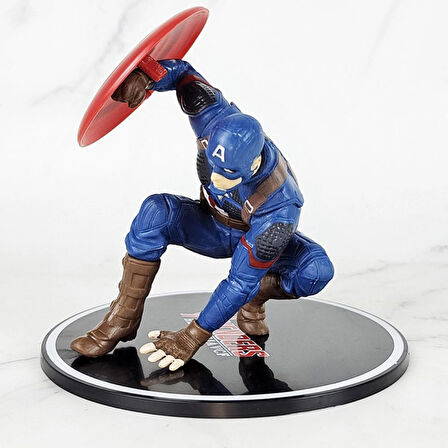 Marvel Avengers Yenilmezler Captain America Özel Stantlı Oyuncak Figür Karakter Masaüstü Biblo Seti
