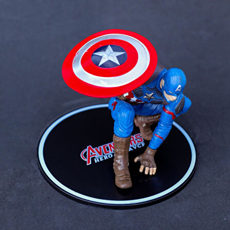 Marvel Avengers Yenilmezler Captain America Özel Stantlı Oyuncak Figür Karakter Masaüstü Biblo Seti